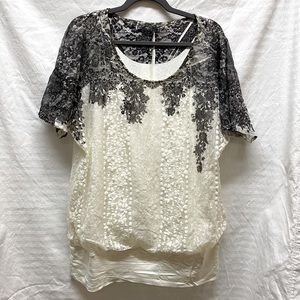 Lace Overlay Dolman Style Top - like new